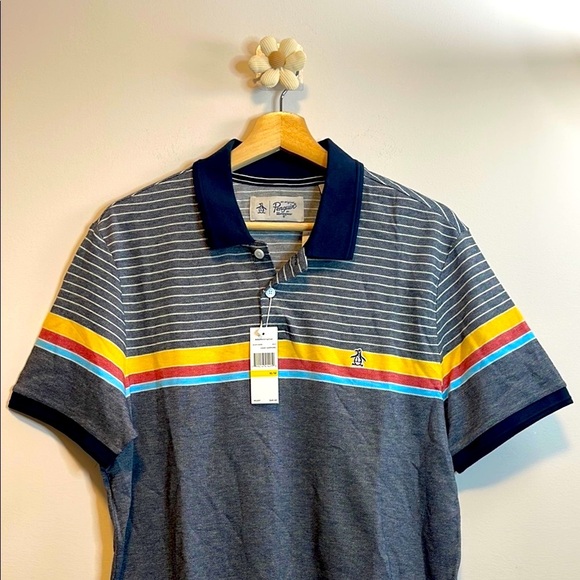 Original Penguin Polo Gray and Yellow with Navy Highlights - Picture 4 of 5